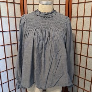 Gap Chambray Smocked Blouse